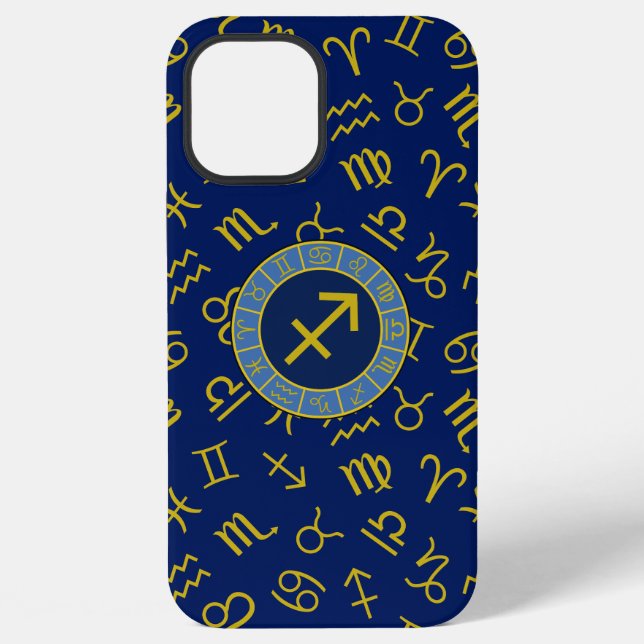 Funda Para iPhone Símbolos Zodiaco + Astrología Ptn Gld+Blues (Reverso )
