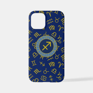 Funda Para iPhone 12 Mini Símbolos Zodiaco + Astrología Ptn Gld+Blues