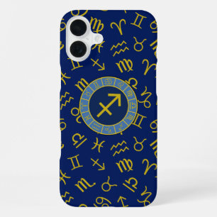 Funda Para iPhone 16 Plus Símbolos Zodiaco + Astrología Ptn Gld+Blues