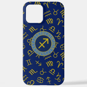Funda Para iPhone 12 Pro Max Símbolos Zodiaco + Astrología Ptn Gld+Blues