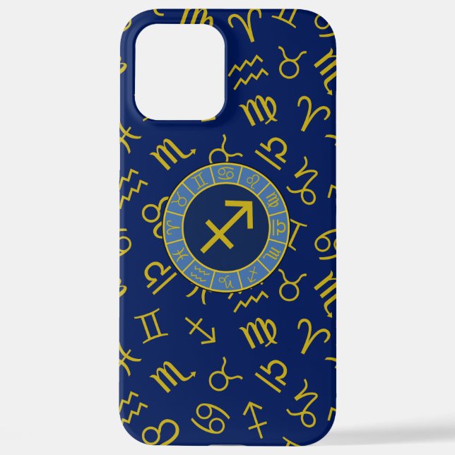 Funda Para iPhone Símbolos Zodiaco + Astrología Ptn Gld+Blues (Reverso )