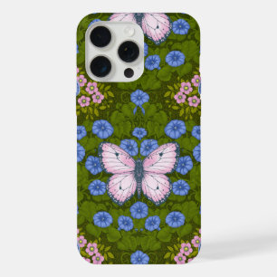 Simetría de mariposas y flores, azul y rosa