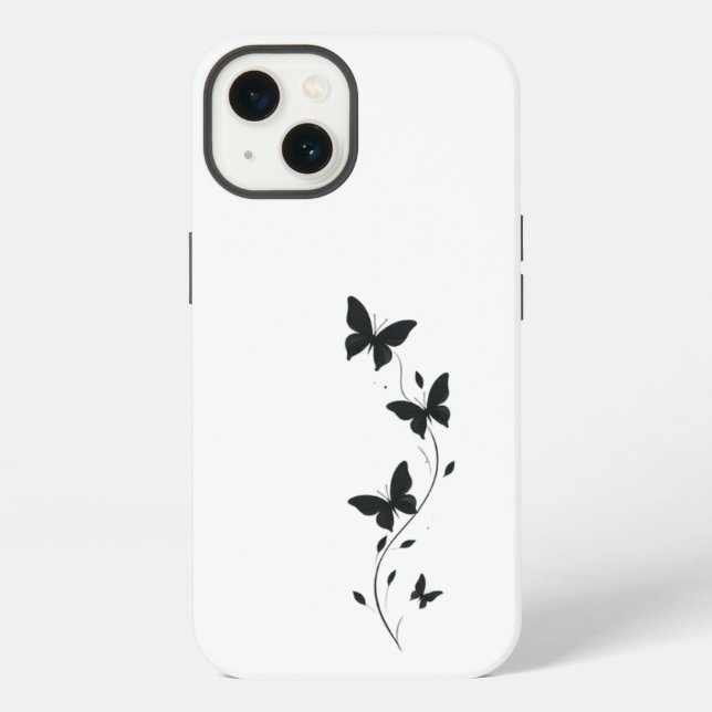 Funda Para iPhone Simple black butterflies (Reverso )