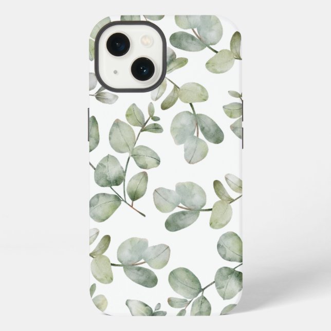 Funda Para iPhone Simple Eucalyputus Sage Green Watercolor Pattern (Reverso )