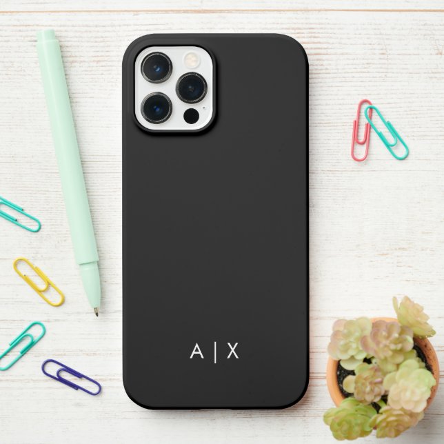 Funda Para iPhone Simple monograma de nombre de pareja (En el escritorio)
