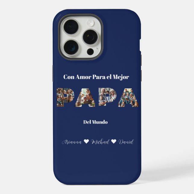 Funda Para iPhone Simple Script de Foto Mejor Papá del Mundo en Espa (Reverso )