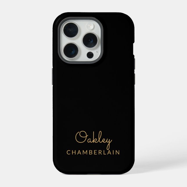 Funda Para iPhone Simple y moderno nombre de oro Minimalista negro (Reverso )