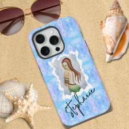 Sirena Azul Teal Boho Fantasía Personalizada