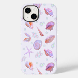 Funda Para iPhone 14 Sirena Core Irisado Rosa Perla de Concha del Mar Y
