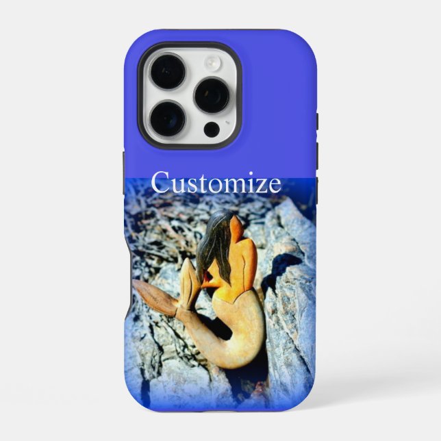 Funda Para iPhone sirena de pelo negro azul (Reverso )