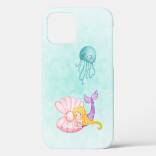 Funda Para iPhone 12 Sirena Linda Bajo el Mar Acuarela