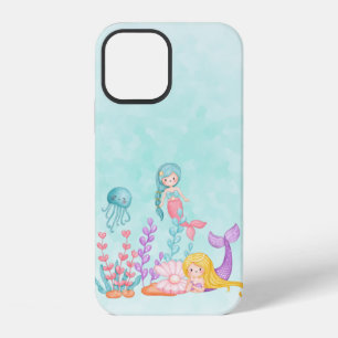 Funda Para iPhone 12 Sirenas y medusas bajo el mar acuarela