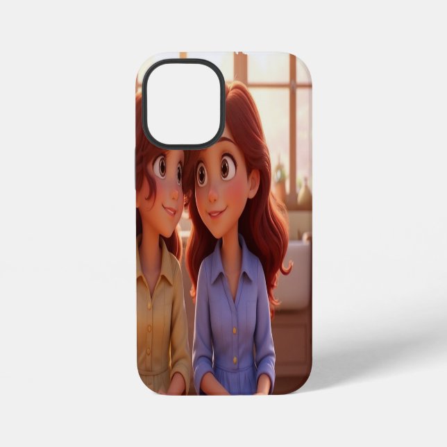 Funda Para iPhone Sister Bond – Beautiful Sisters Illustration Art (Reverso )