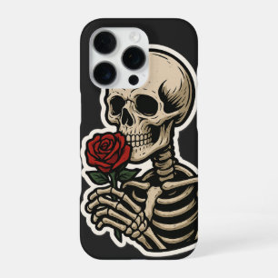 Funda Para iPhone 16 Pro Skeleton Holding a Rosa - Pegatina gótico artístic