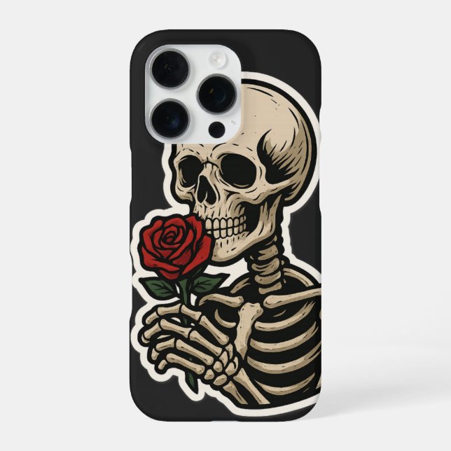 Funda Para iPhone Skeleton Holding a Rosa - Pegatina gótico artístic (Reverso)