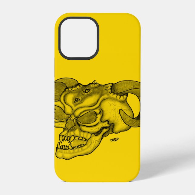 Funda Para iPhone Skull Devil Head Black and Yellow Design (Reverso )