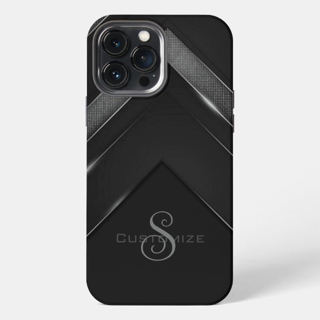 Funda Para iPhone Sleek Monogramed Black Chevron (Reverso )