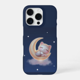 Funda Para iPhone 16 Pro Sleeping Kitten on Moon – Cute Kawaii Phone Case