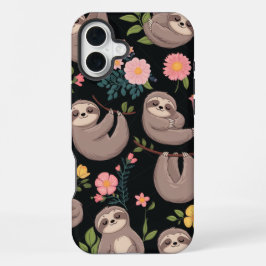 Funda Para iPhone 16 Plus Sleepy Sloths & Floral