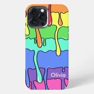 Funda Para iPhone 13 Pro Max Slime Goteante Derretido Arcoíris Retro 90s