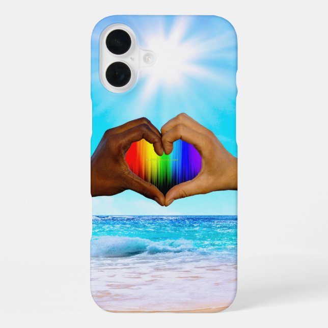 Funda Para iPhone SlipperyJoe gradiente de corazón de arcoíris vívid (Reverso )