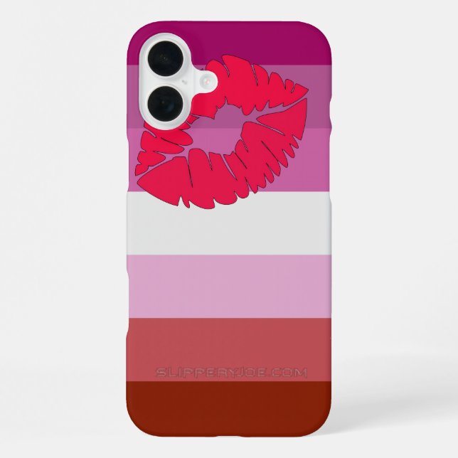 Funda Para iPhone SlipperyJoe lápiz labial bandera de orgullo lésbic (Reverso )