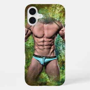 Funda Para iPhone 16 Plus SlipperyJoe's blanco muscular hombre sexy speedo n