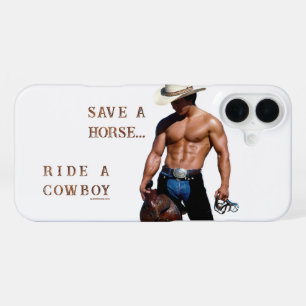 Funda Para iPhone 16 Plus SlipperyJoe's save horse montar paja cowboy gorra