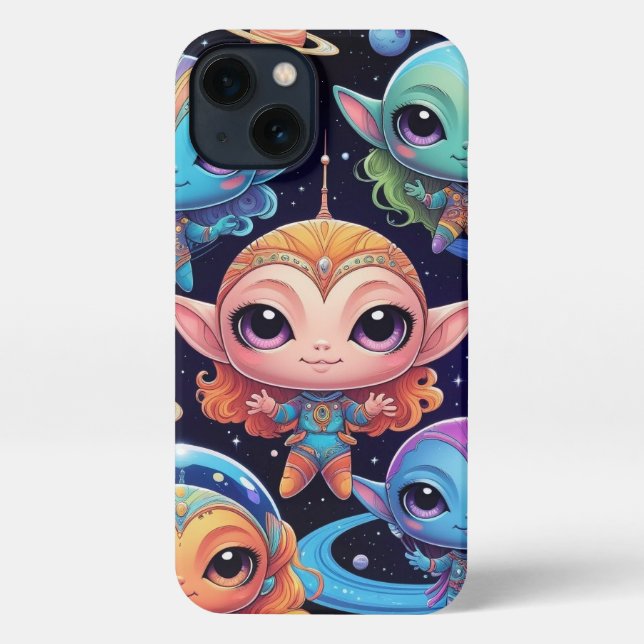 Funda Para iPhone Small Multi-Coloured Aliens in Space (Reverso )