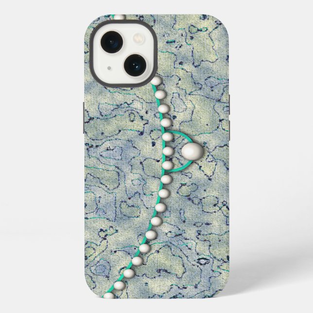 Funda Para iPhone Smokey Aqua con Perlas (Reverso )