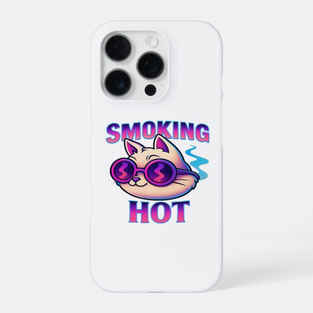 Funda Para iPhone Smoking Hot | Funny Neon Cat Retro (Reverso)