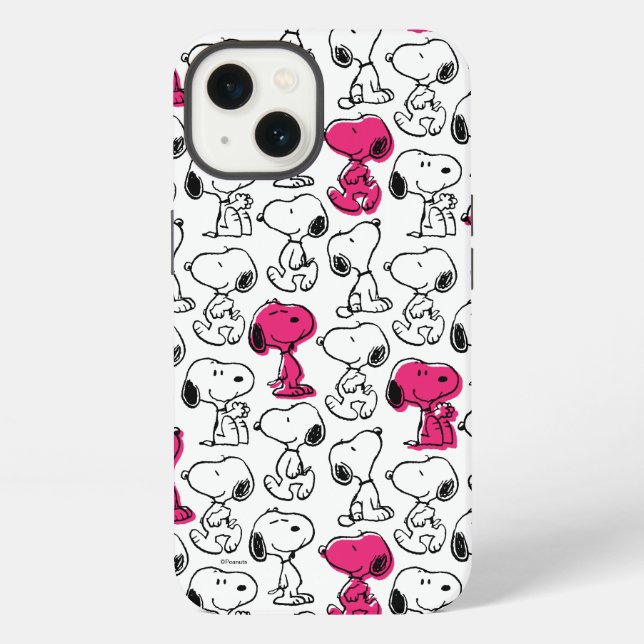 Funda Para iPhone Snoopy Black & Magenta Pattern (Reverso )