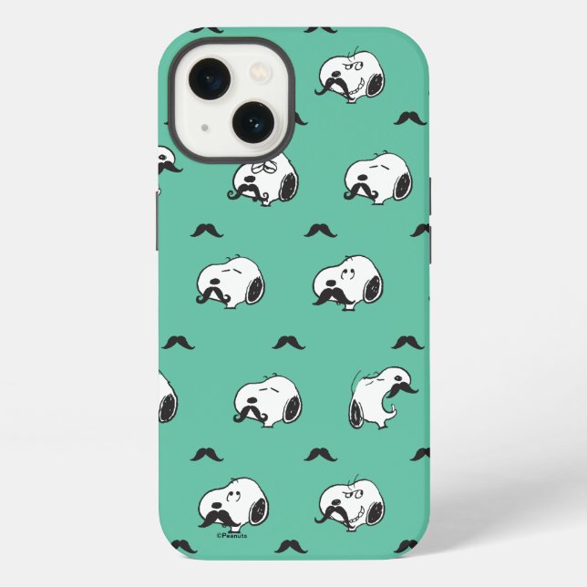 Funda Para iPhone Snoopy Mustaches & Teal Pattern (Reverso )