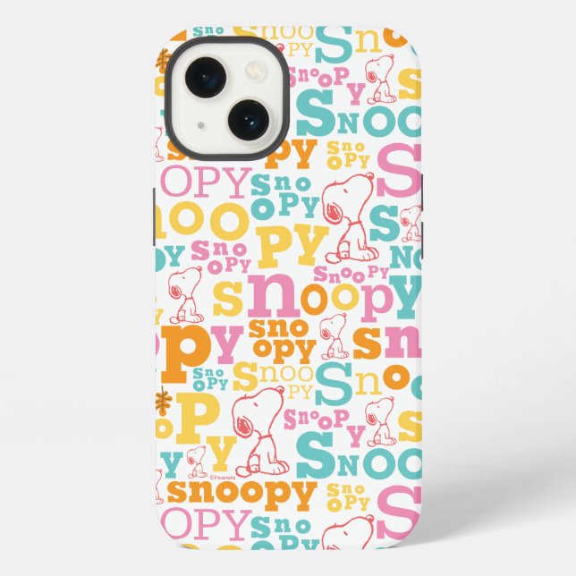 Funda Para iPhone Snoopy Pastel Text Pattern (Reverso )