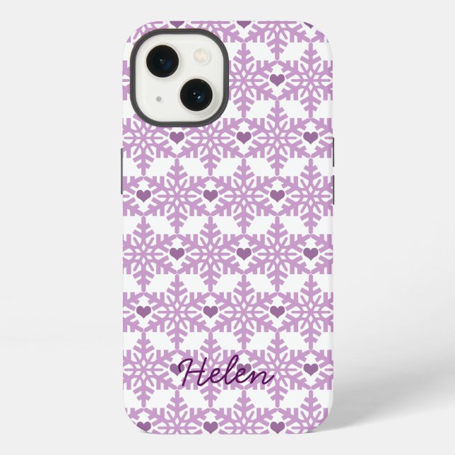 Funda Para iPhone Snowflake Heart Pattern - Custom name Case-Mate iP (Reverso )