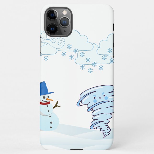 Funda Para iPhone Snowman de invierno y viento (Reverso)