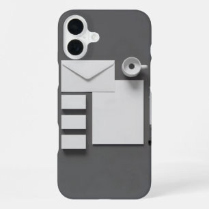 Funda Para iPhone 16 Plus Sobre Tarjeta de Visita Carta y Fondo Gris