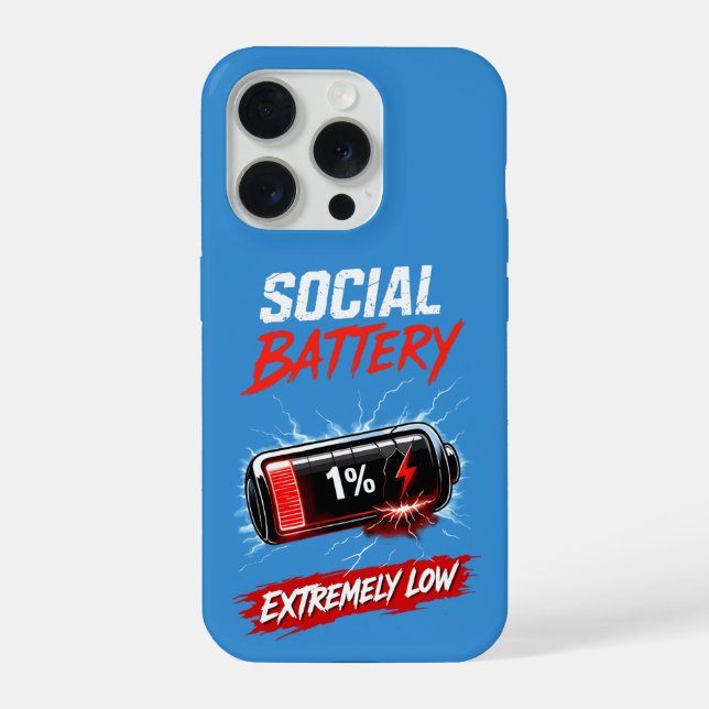 Funda Para iPhone Social Battery Extremely Low – Funny Introvert  (Reverso )
