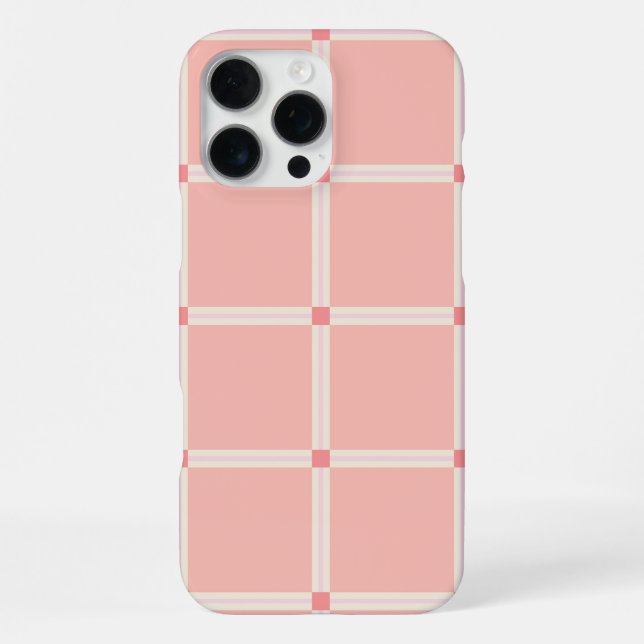 Funda Para iPhone Soft Pink Grid Pattern with Coral Accent  (Reverso )
