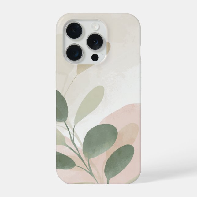 Funda Para iPhone Soft Sage Botanical Minimal Abstract  Calm Neutral (Reverso )