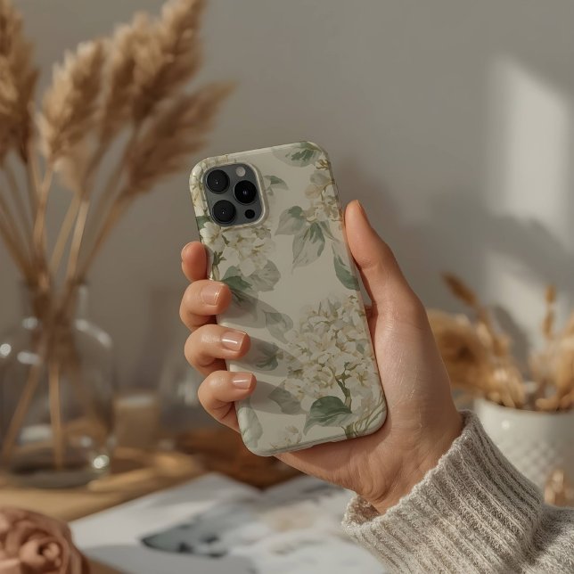 Funda Para iPhone Soft White Hydrangea Floral Pattern (Subido por el creador)