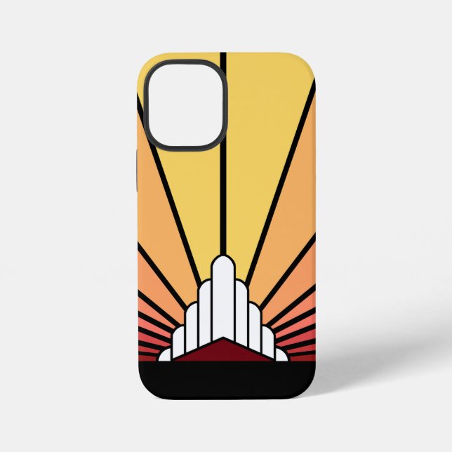 Funda Para iPhone Sol art déco al amanecer (Reverso )