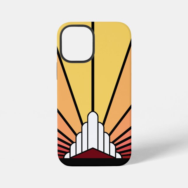 Funda Para iPhone Sol art déco al amanecer (Reverso )