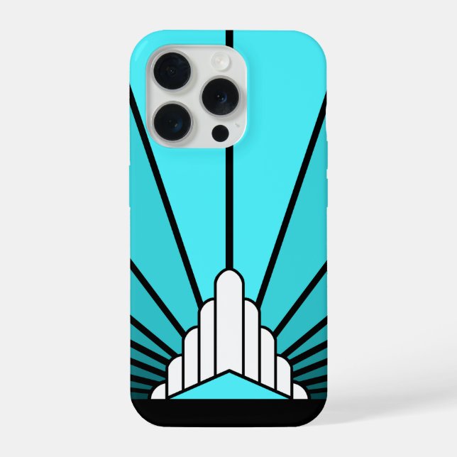 Funda Para iPhone Sol art déco en aqua (Reverso )