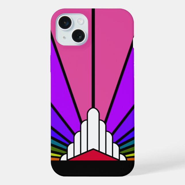 Funda Para iPhone Sol Art Decó en arco iris (Reverso )