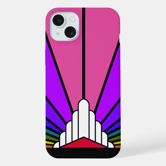 Funda Para iPhone Sol Art Decó en arco iris (Reverso )