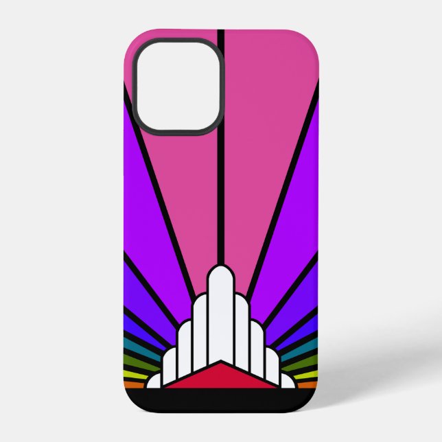 Funda Para iPhone Sol art déco en arcoíris (Reverso )