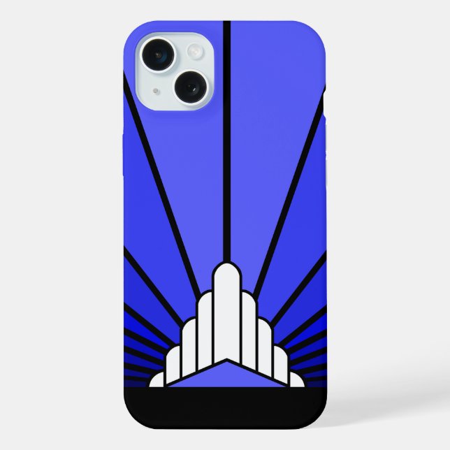 Funda Para iPhone Sol Art Decó en azul (Reverso )