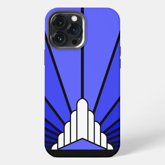 Funda Para iPhone Sol Art Decó en azul (Reverso )