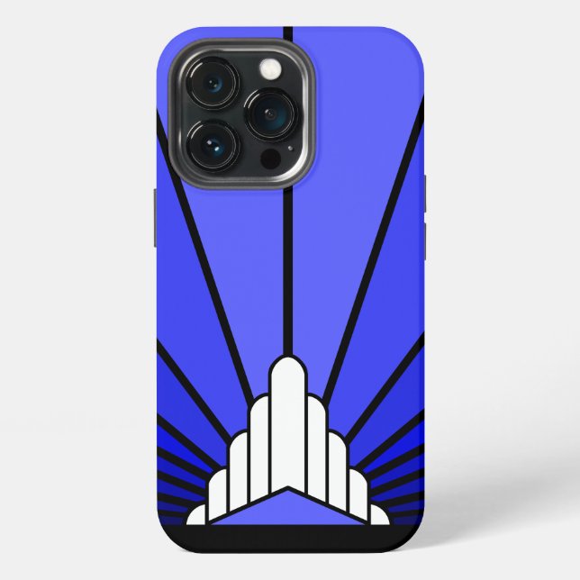 Funda Para iPhone Sol art déco en azul (Reverso )